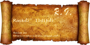 Raskó Ildikó névjegykártya